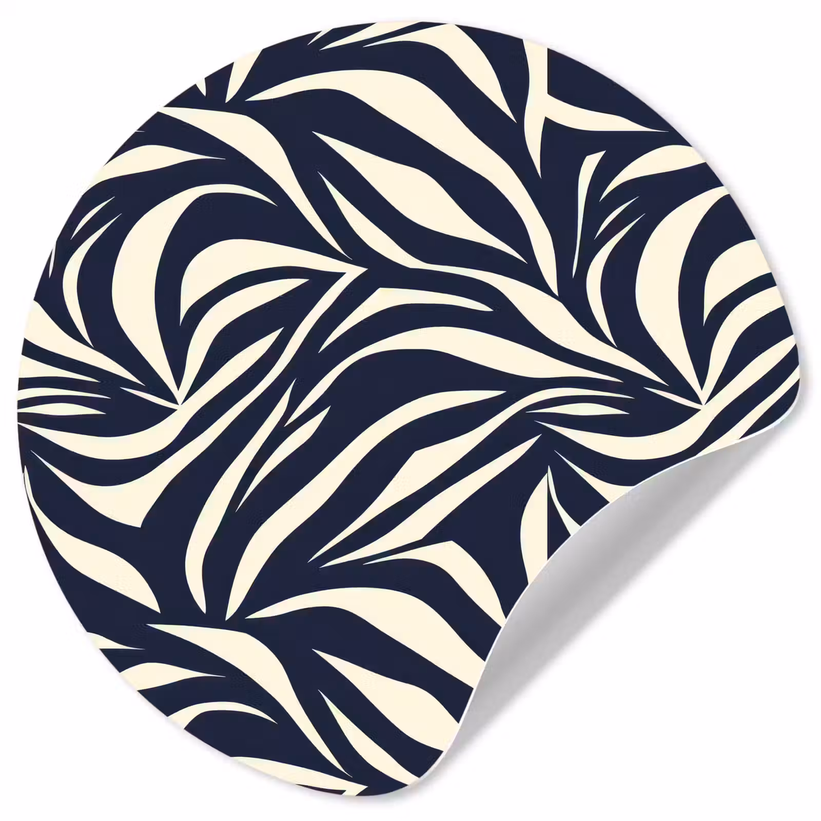 Behangcirkel - Bladvormen - Blauw - Patroon - Wit — 1