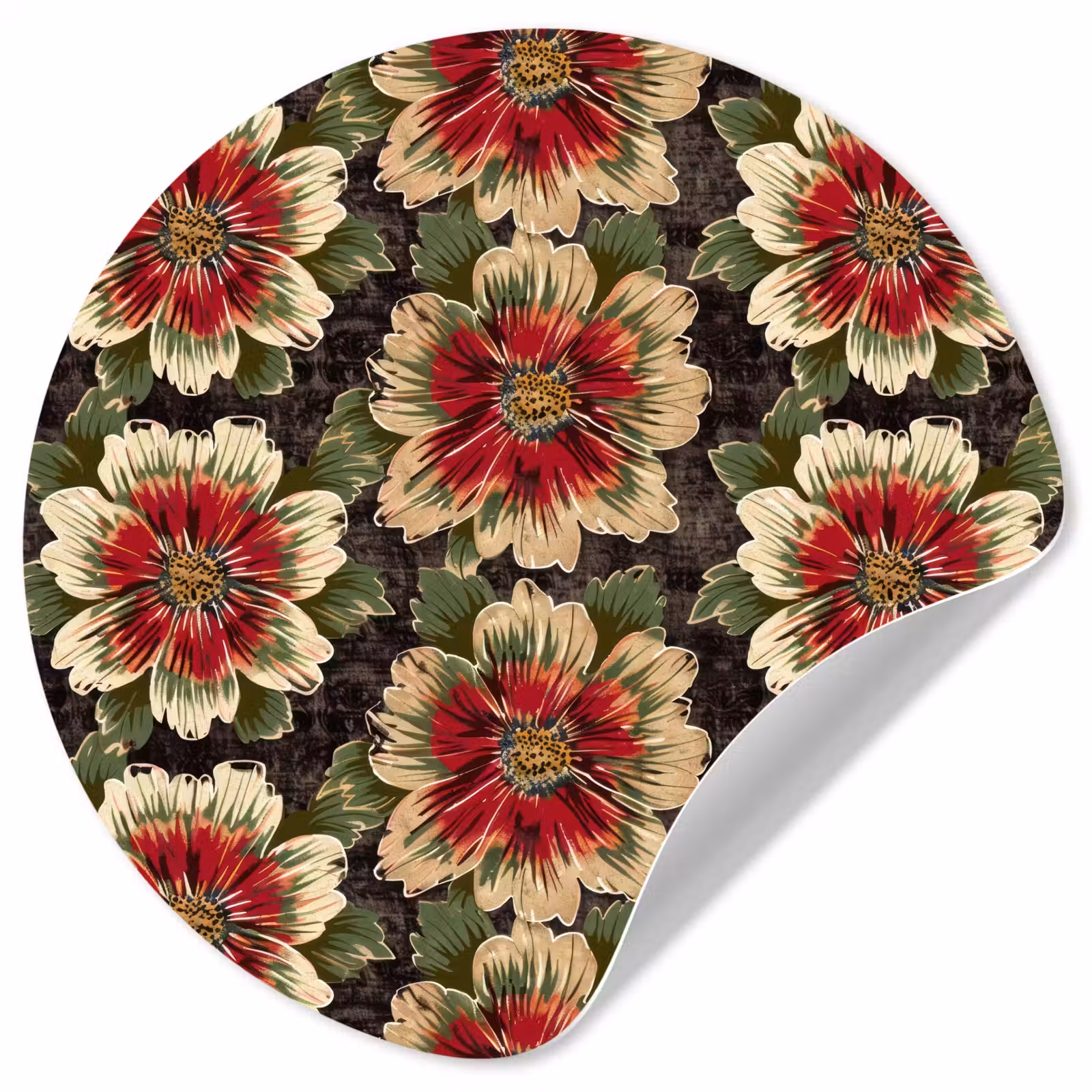 Behangcirkel - Bloemen - Klassiek - Patroon - Rood — 1