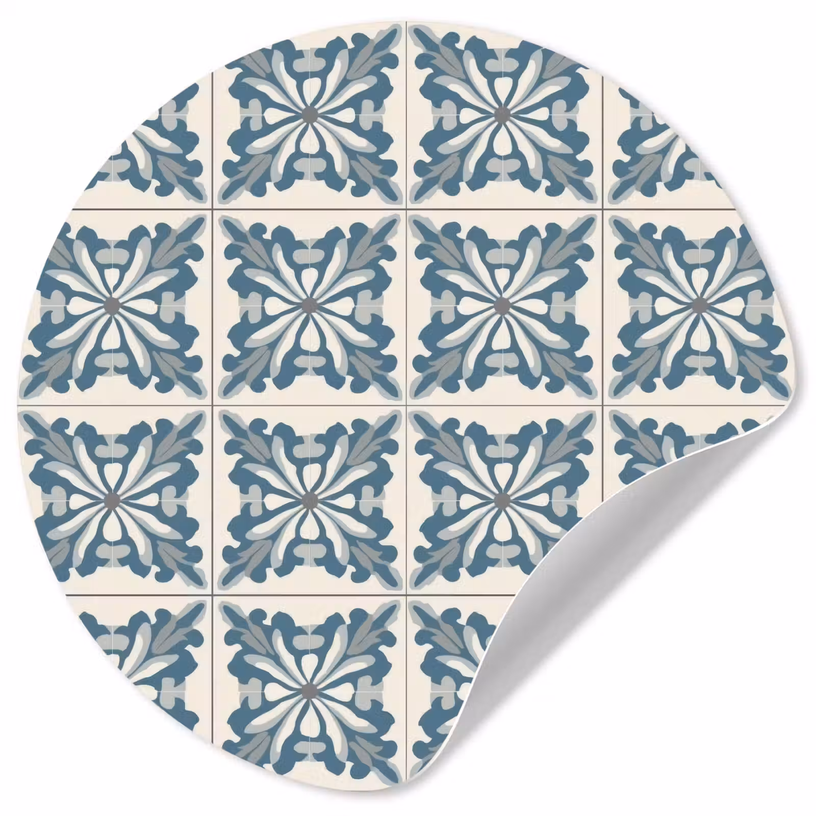 Behangcirkel - Dessin - Tegel - Blauw — 1
