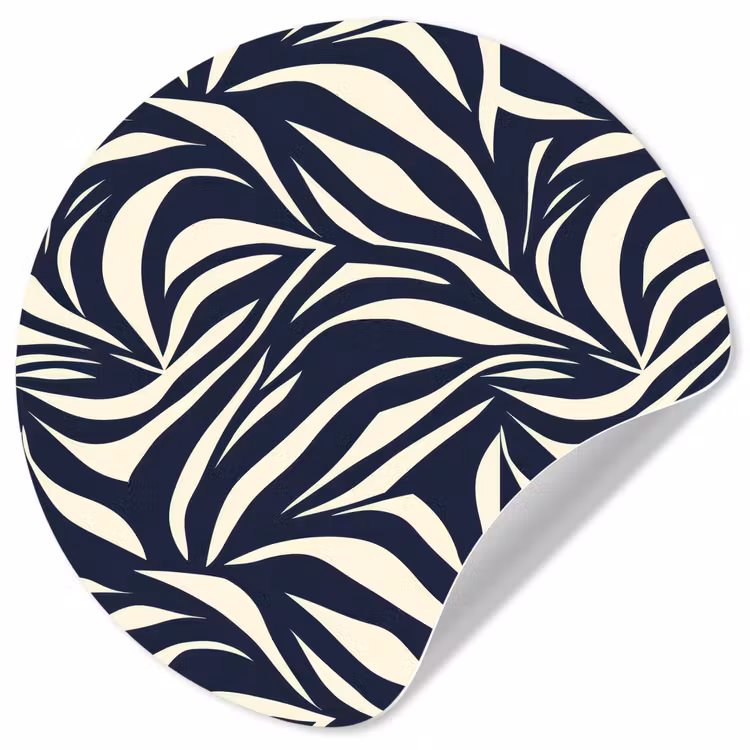 Behangcirkel - Bladvormen - Blauw - Patroon - Wit — 1