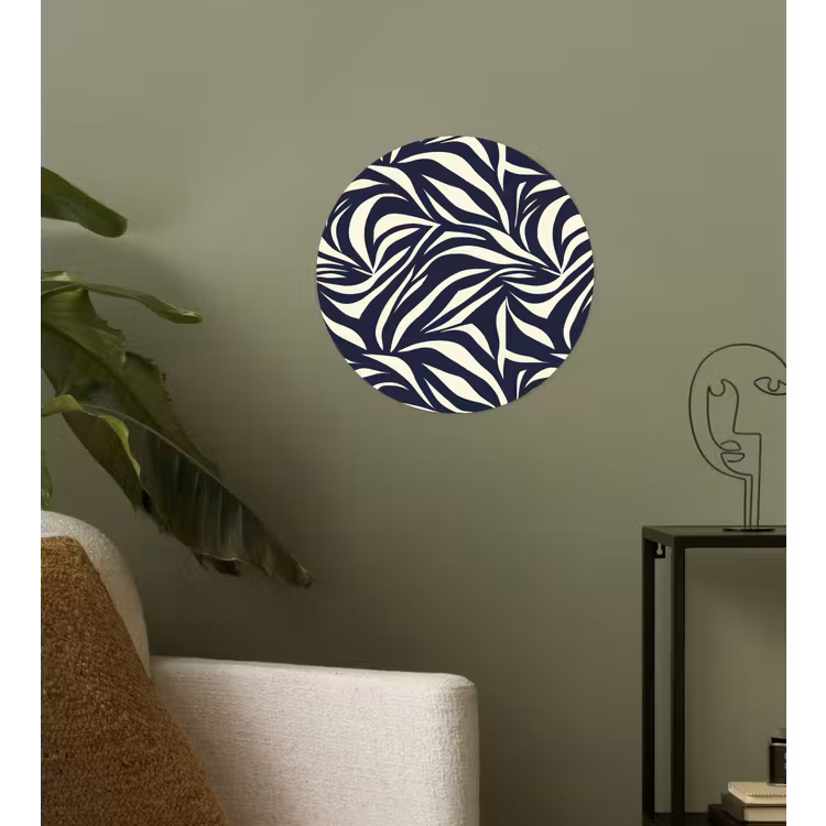 Behangcirkel - Bladvormen - Blauw - Patroon - Wit — 3