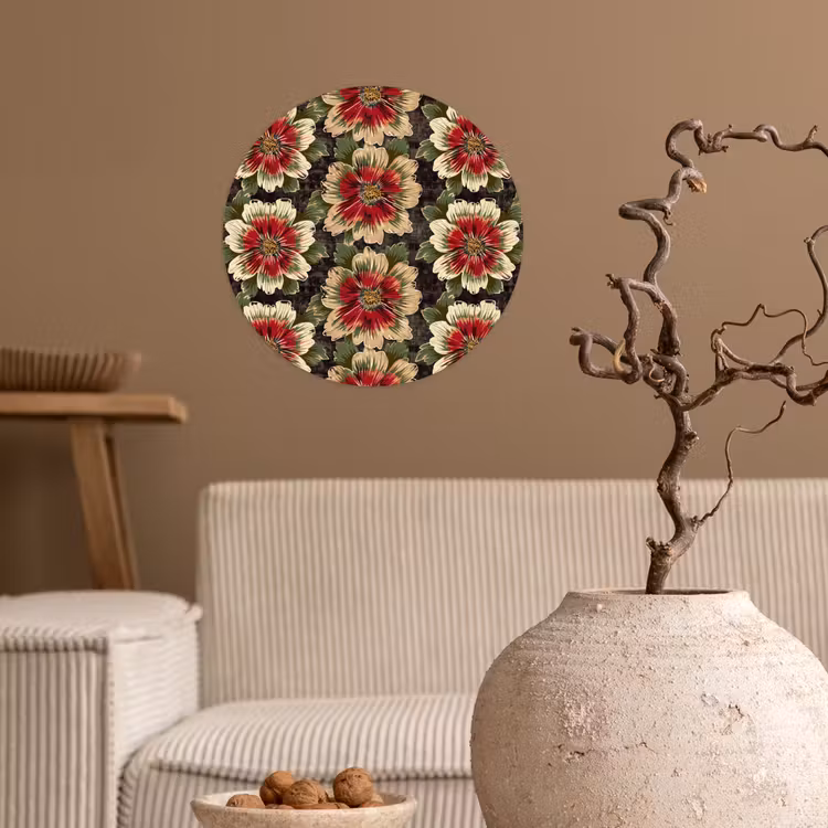 Behangcirkel - Bloemen - Klassiek - Patroon - Rood — 2