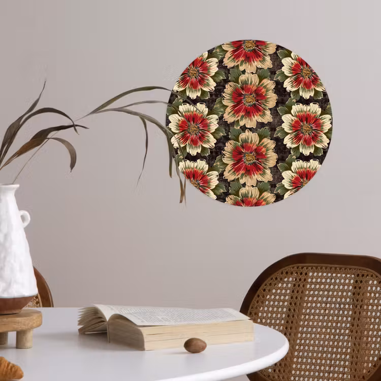 Behangcirkel - Bloemen - Klassiek - Patroon - Rood — 4