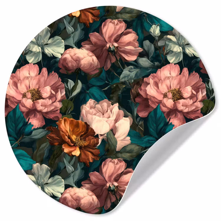 Behangcirkel - Bloemen - Schilderachtig - Patroon - Roze — 1