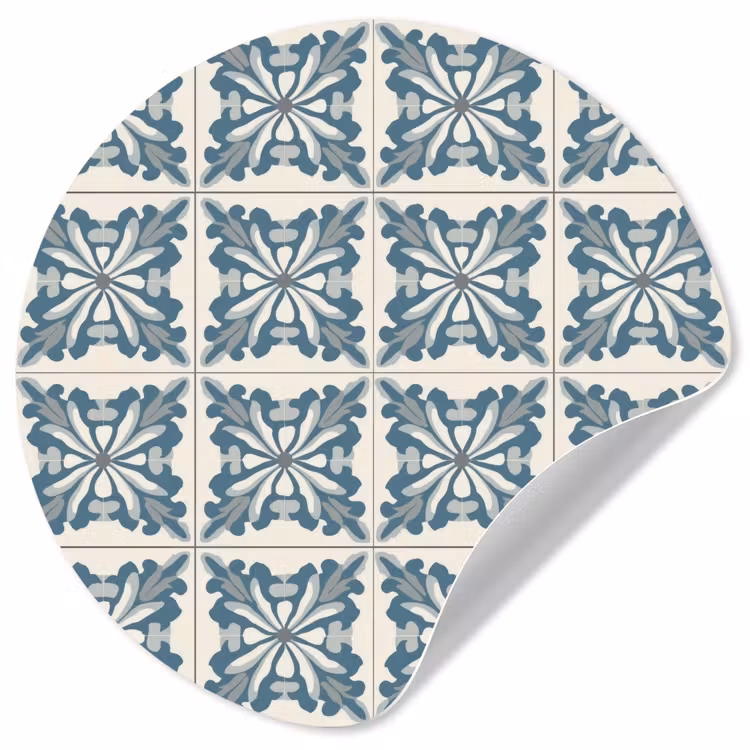 Behangcirkel - Dessin - Tegel - Blauw — 1