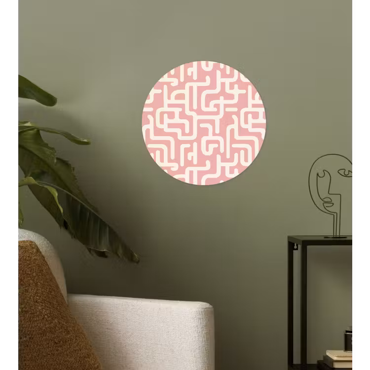 Behangcirkel - Doolhofpatroon - Roze - Wit - Abstract — 3