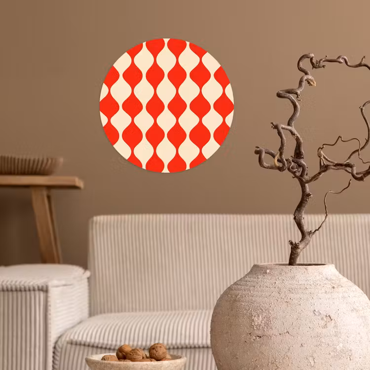 Behangcirkel - Golvend patroon - Retro - Rood - Beige — 2