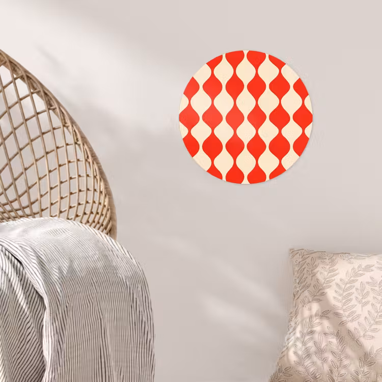 Behangcirkel - Golvend patroon - Retro - Rood - Beige — 5