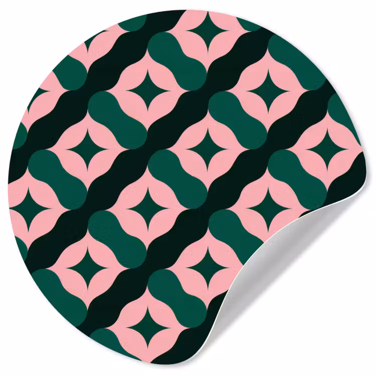 Behangcirkel - Groen - Roze - Retro - Sterren — 1