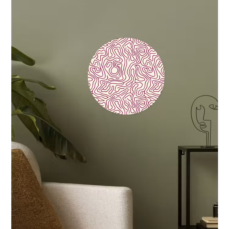 Behangcirkel - Kronkelende lijn - Magenta - Crème — 3