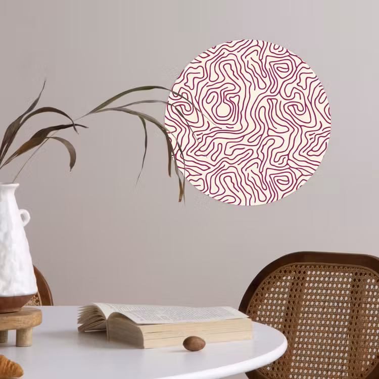 Behangcirkel - Kronkelende lijn - Magenta - Crème — 4