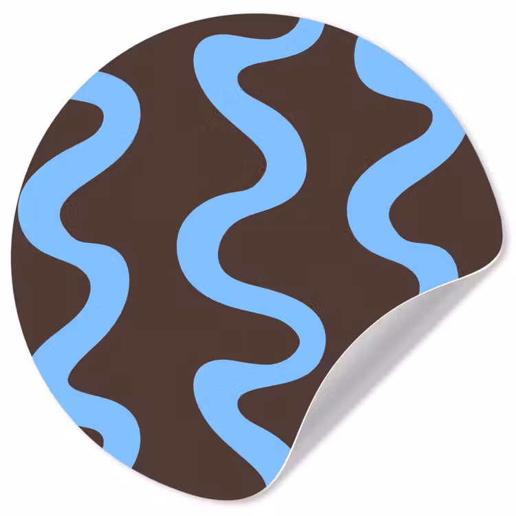 Behangcirkel - Kronkelende lijnen - Blauw - Bruin - Minimalistisch — 1