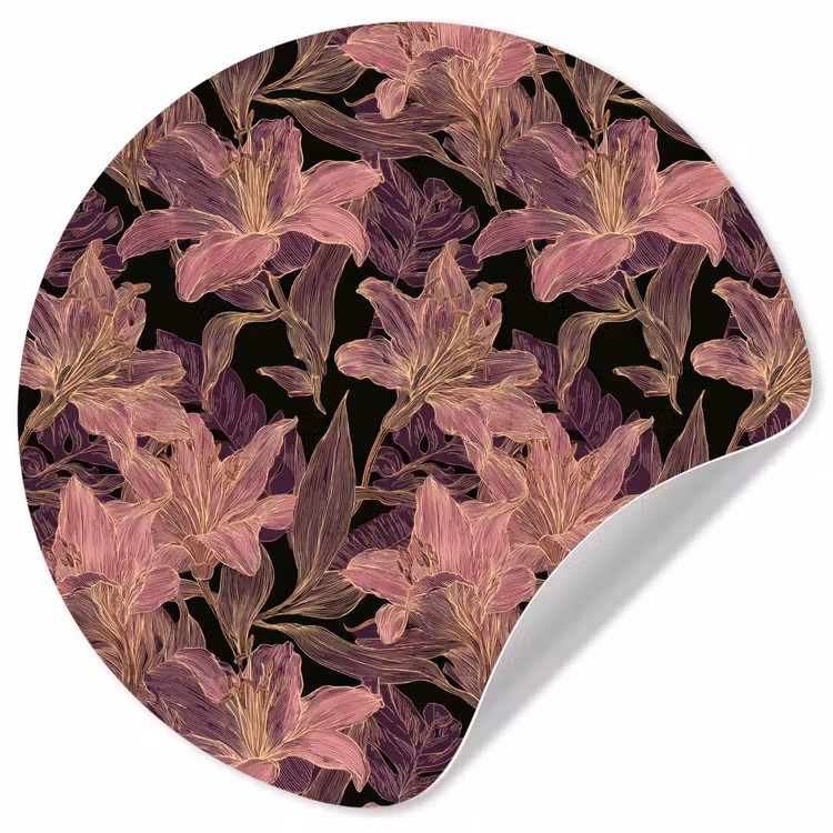 Behangcirkel - Lelies - Patroon - Paars - Goud — 1