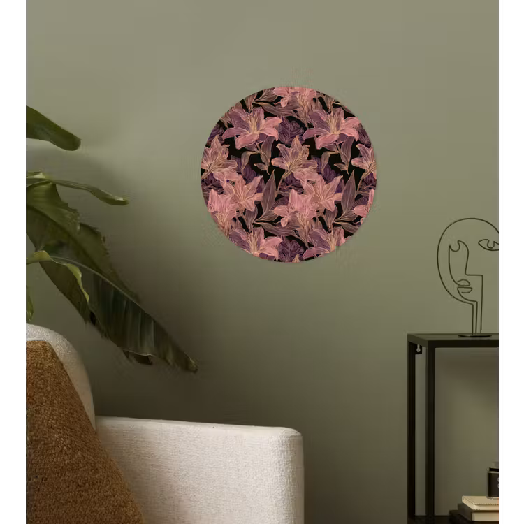 Behangcirkel - Lelies - Patroon - Paars - Goud — 3