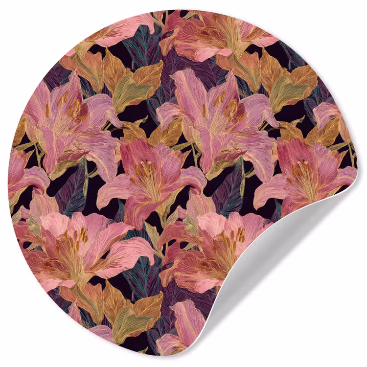 Behangcirkel - Lelies - Patroon - Roze - Goud — 1