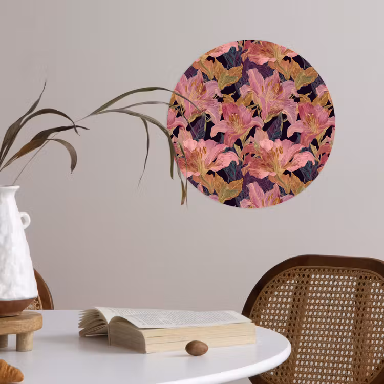 Behangcirkel - Lelies - Patroon - Roze - Goud — 4