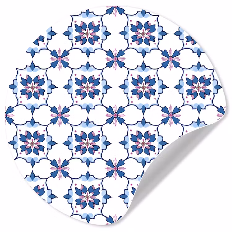 Behangcirkel - Modern - Patroon - Blauw - Roze — 1
