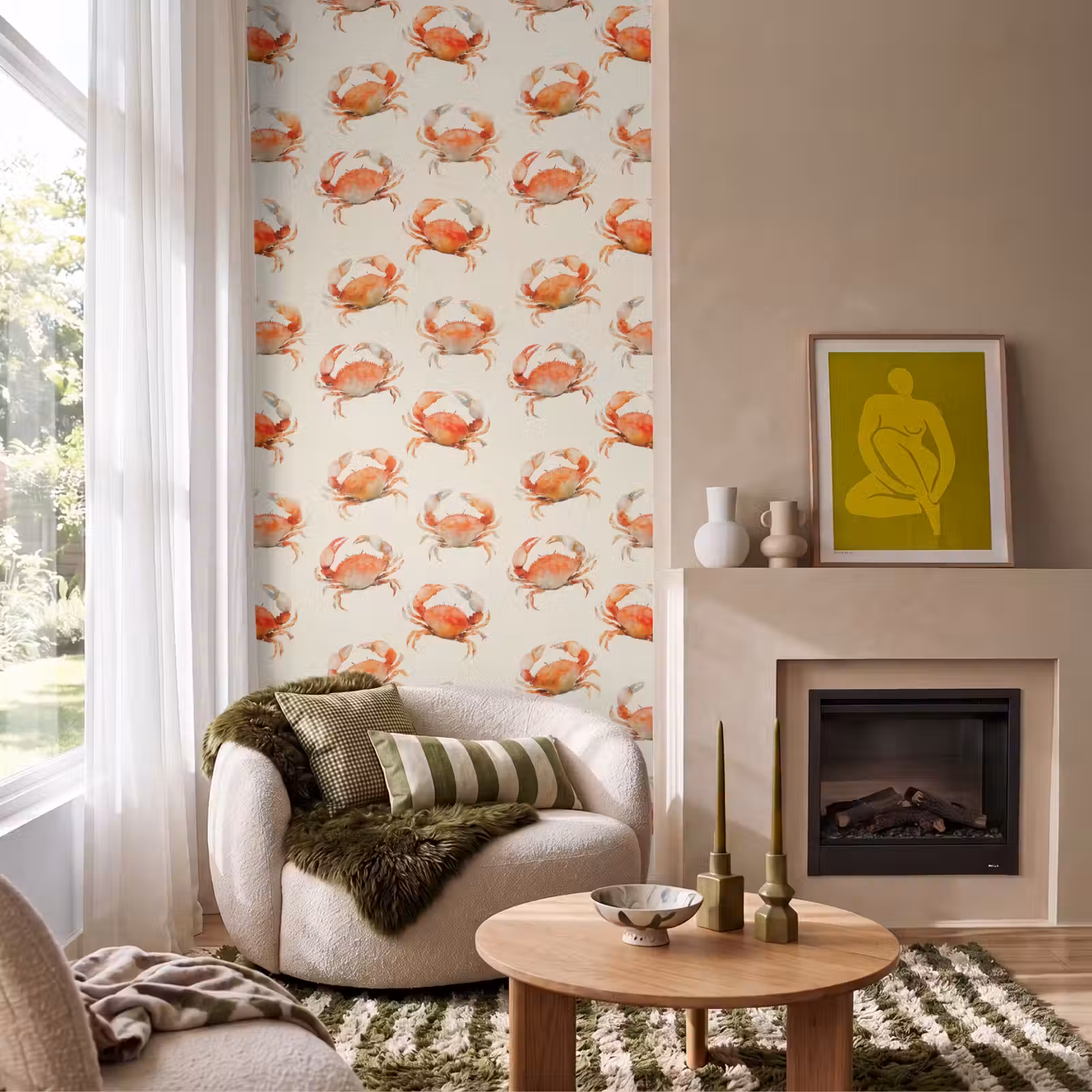 Behang - Krabben - Patroon - Oranje — 1