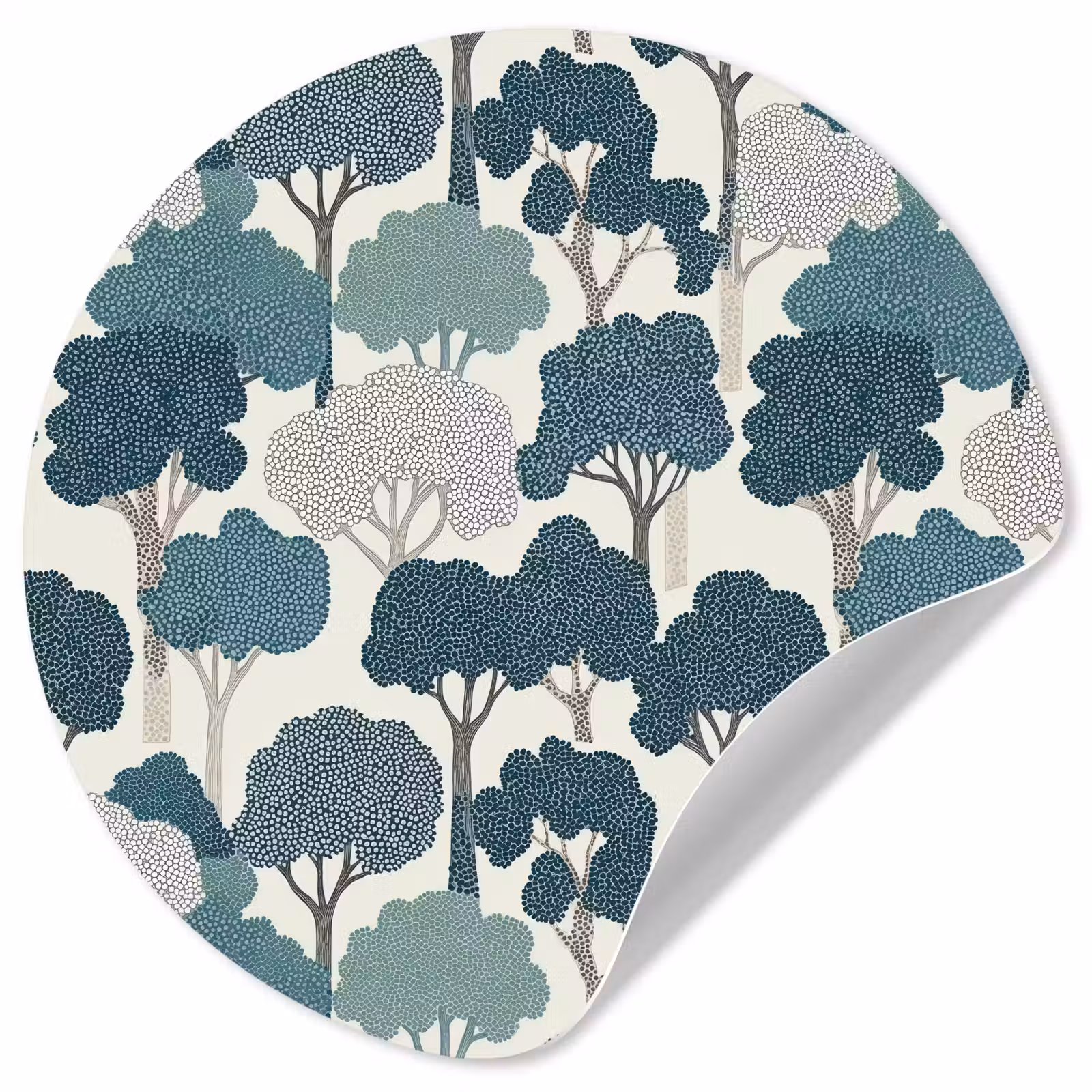 Behangcirkel - Modern - Bomen - Bos - Patroon - Blauw — 1