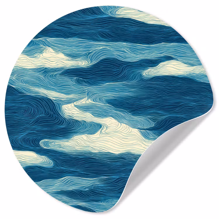 Behangcirkel - Golven - Abstract - Patroon - Blauw - Wit — 1