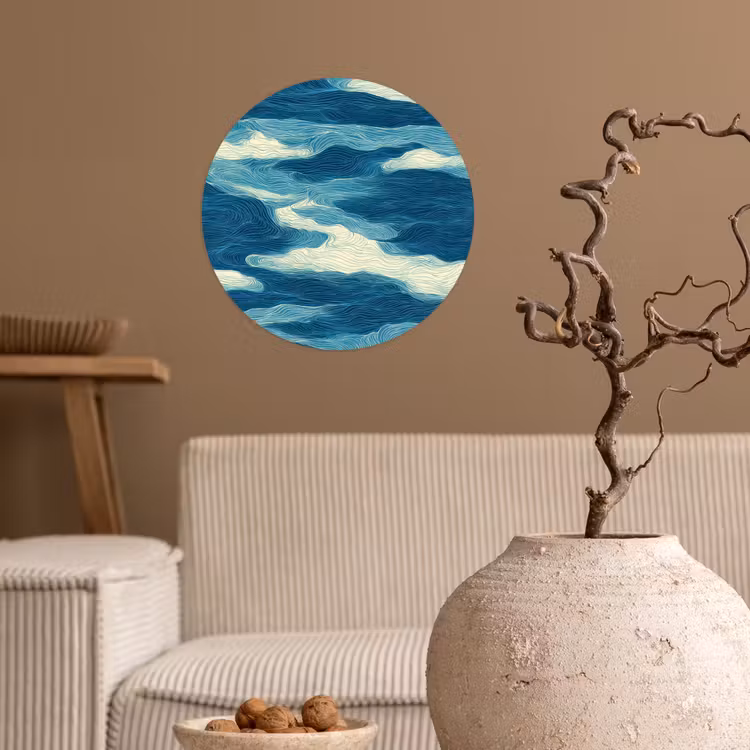 Behangcirkel - Golven - Abstract - Patroon - Blauw - Wit — 2