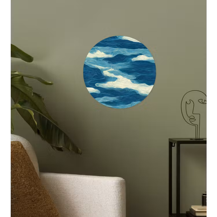 Behangcirkel - Golven - Abstract - Patroon - Blauw - Wit — 3
