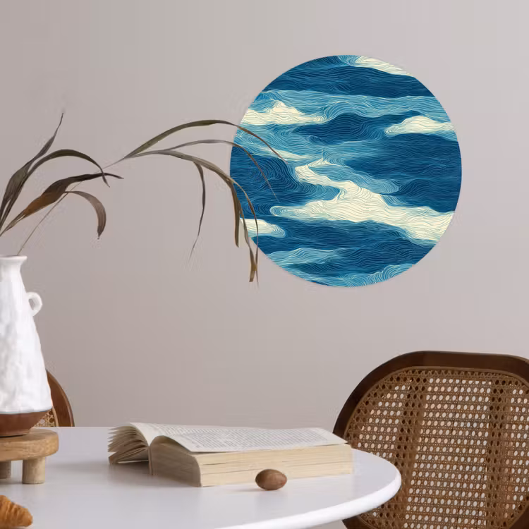 Behangcirkel - Golven - Abstract - Patroon - Blauw - Wit — 4