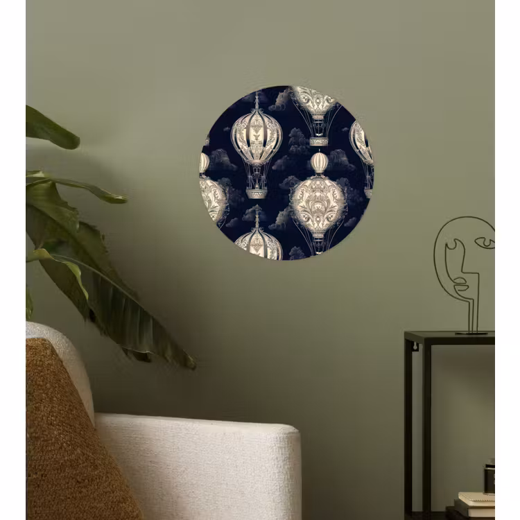 Behangcirkel - Luchtballonnen - Wolken - Patroon - Donkerblauw — 3