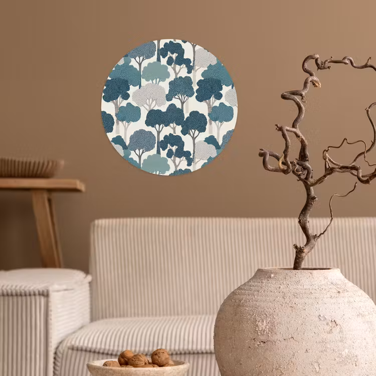 Behangcirkel - Modern - Bomen - Bos - Patroon - Blauw — 2