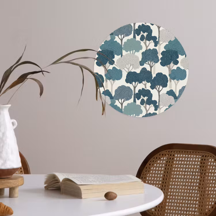 Behangcirkel - Modern - Bomen - Bos - Patroon - Blauw — 4