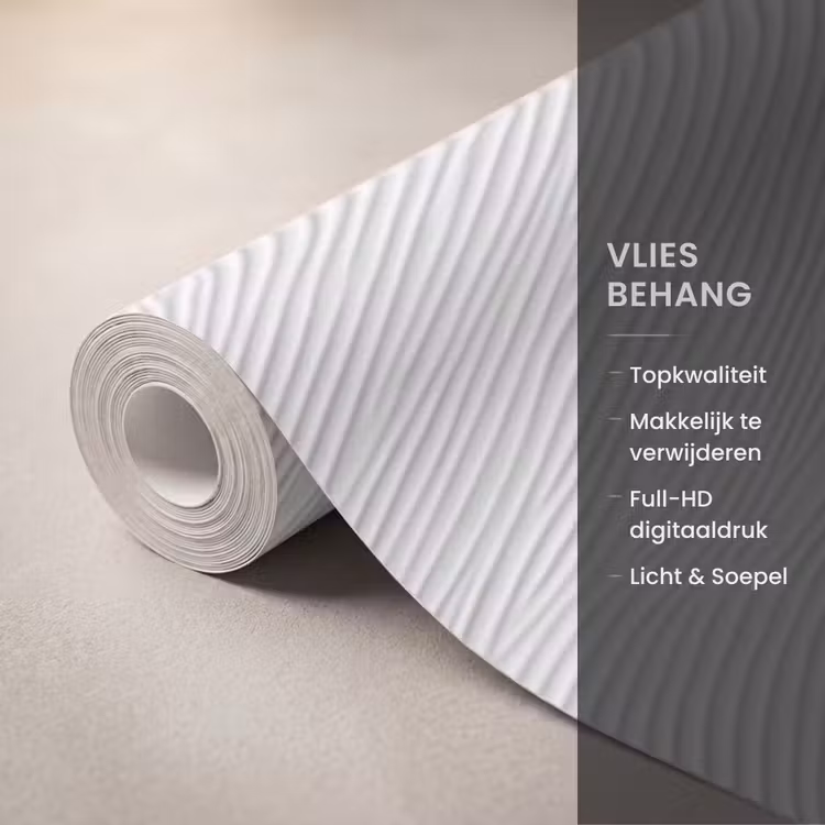 Behang - Golven - Ribbels - Wit — 3