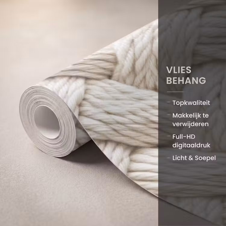 Behang - Touw - Gebreid - Beige — 3