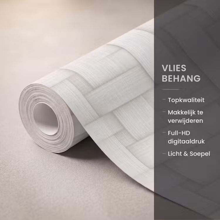 Behang - Vlechtwerk - Banen - Beige — 3