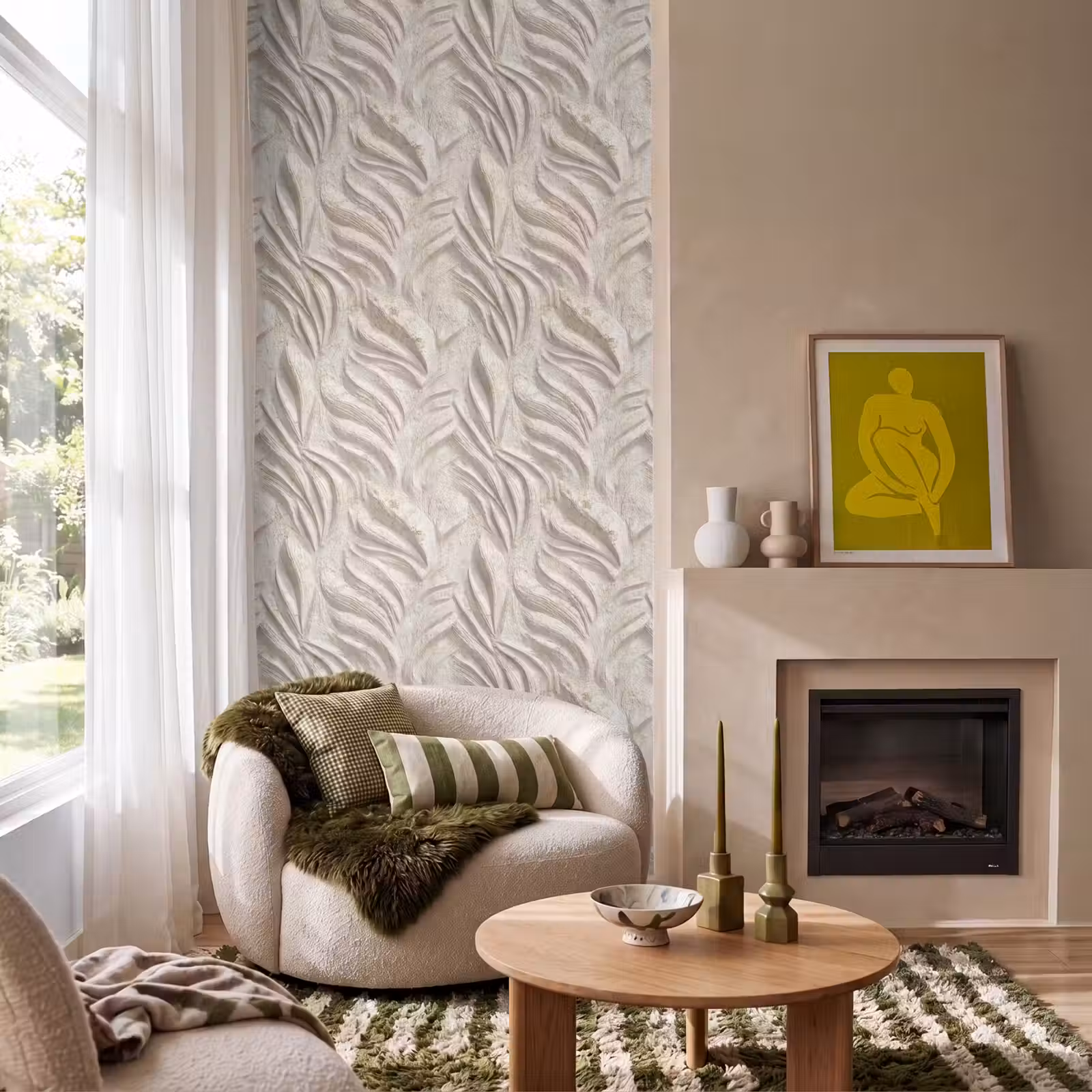 Behang - Textuur - Reliëf - Beige — 1