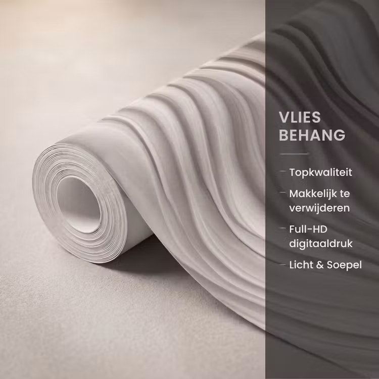 Behang - Golven - 3D - Crème — 3