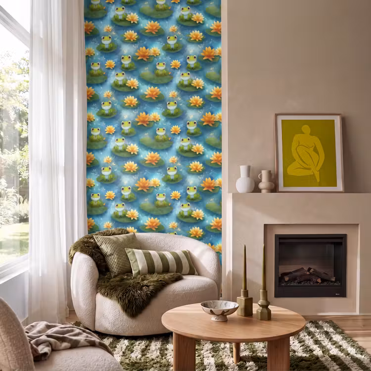 Behang - Kikker - Lelies - Groen — 1