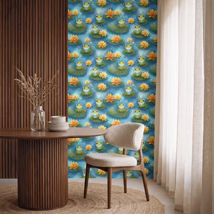 Behang - Kikker - Lelies - Groen — 4