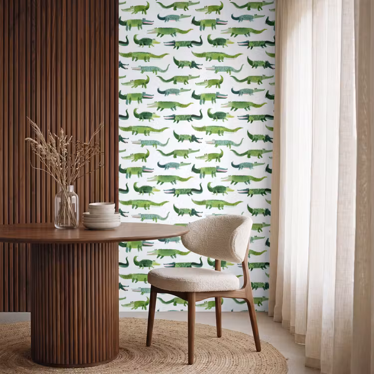 Behang - krokodillen - Speels - Groen — 4
