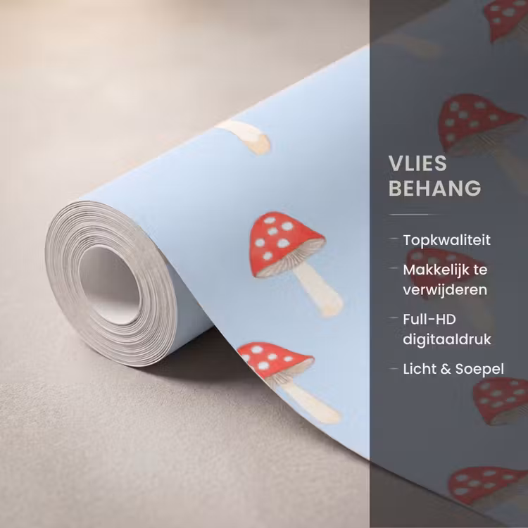 Behang - Paddenstoel -Sprookje - Blauw — 3