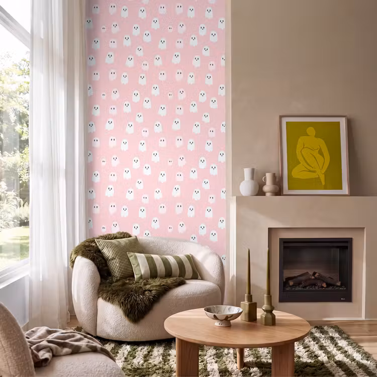 Behang - Spookjes - Patroon - Roze — 1