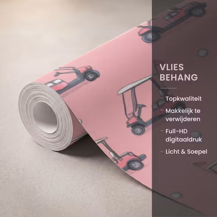 Behang - Golfkar - Retro - Roze — 3