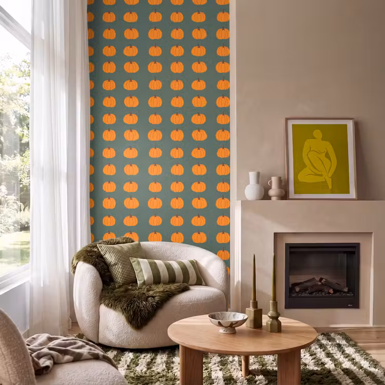 Behang - Pompoen - Patroon - Oranje — 1