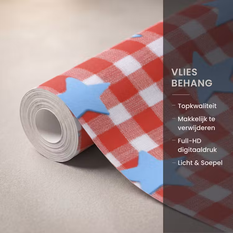 Behang - Ruit - Sterren - Rood — 3