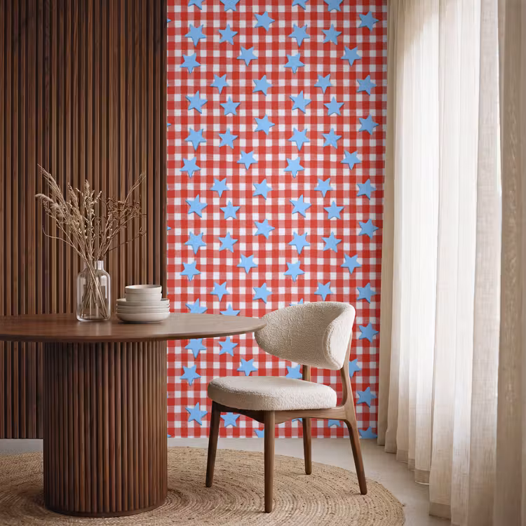 Behang - Ruit - Sterren - Rood — 4