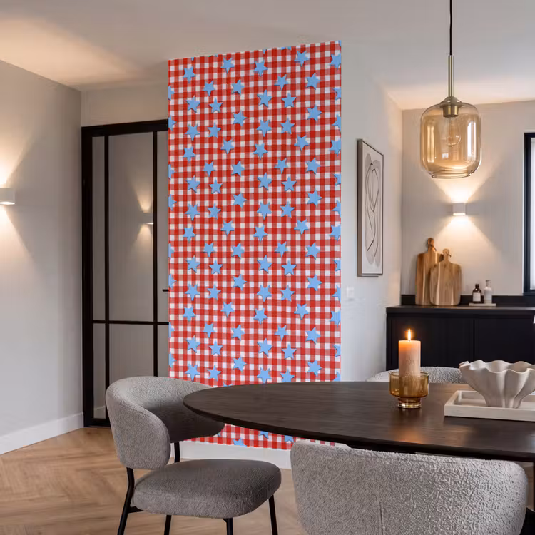 Behang - Ruit - Sterren - Rood — 5