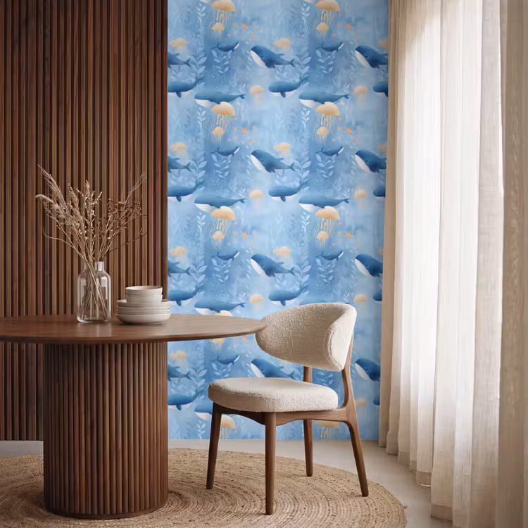 Behang - Walvissen - Oceaan - Blauw — 4