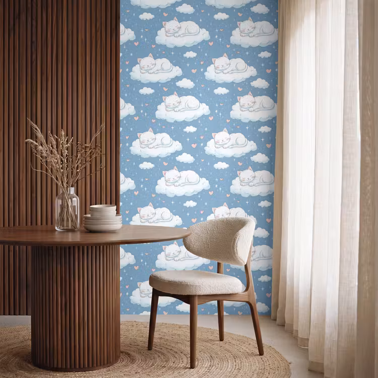 Behang - Kitten - Wolken - Blauw — 4