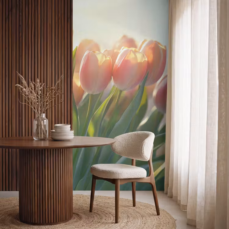 Behang - Tulpen - Roze - Zonnestralen — 4