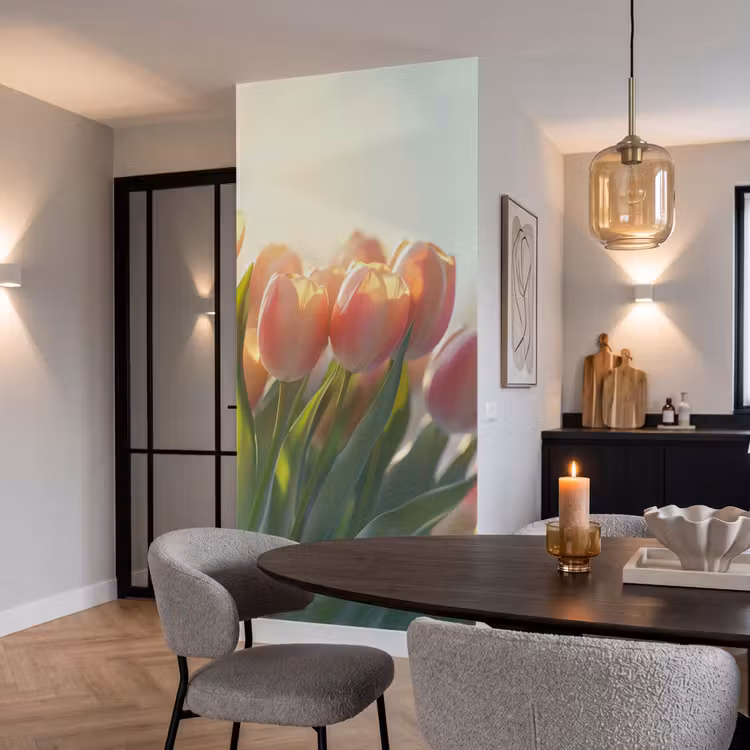 Behang - Tulpen - Roze - Zonnestralen — 5