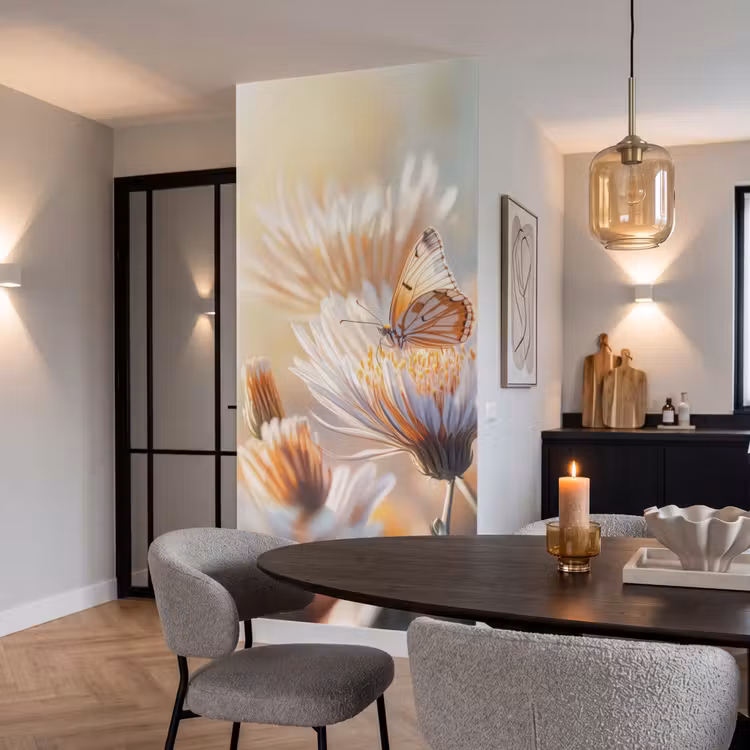 Behang - Vlinder - Bloem - Oranje — 5